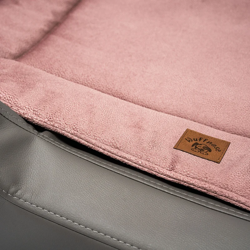 Pfotenruhe Hundebett + Anti-Haar Decke Ella – Grau/Rosa