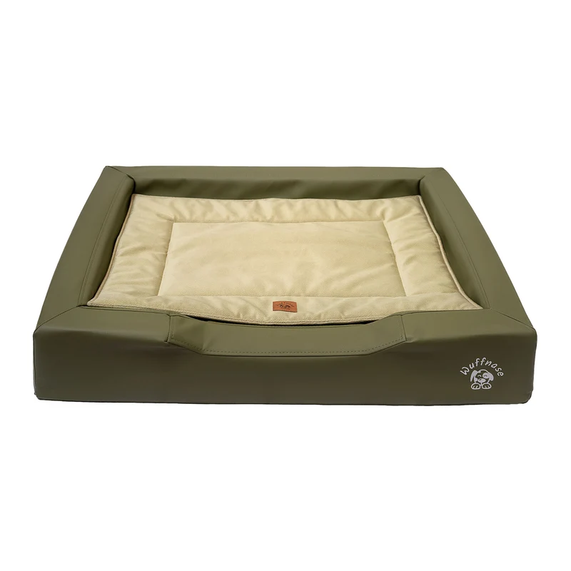 Pfotenruhe Hundebett + Anti-Haar Decke Ella – Grün/Grün