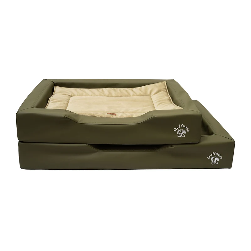 Pfotenruhe Hundebett + Anti-Haar Decke Ella – Grün/Grün