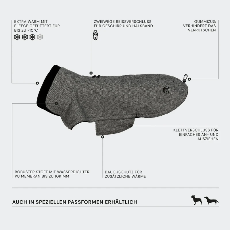Hundemantel Dackel Brooklyn Tweed Beige