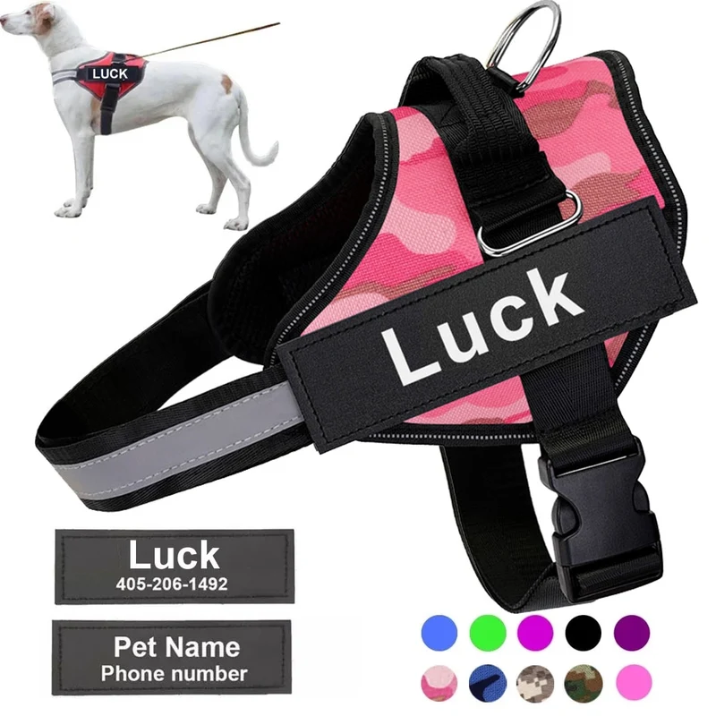 personalized dog harness reflective adjustable dog harness vest for small large dog with customized patch dogs training supplies DB966 Dropshipping