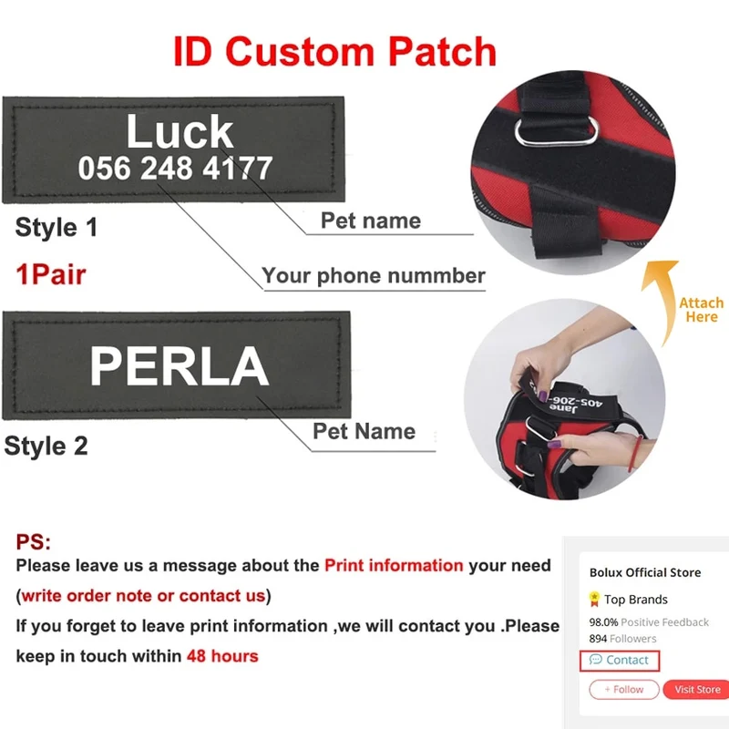 personalized dog harness reflective adjustable dog harness vest for small large dog with customized patch dogs training supplies DB966 Dropshipping