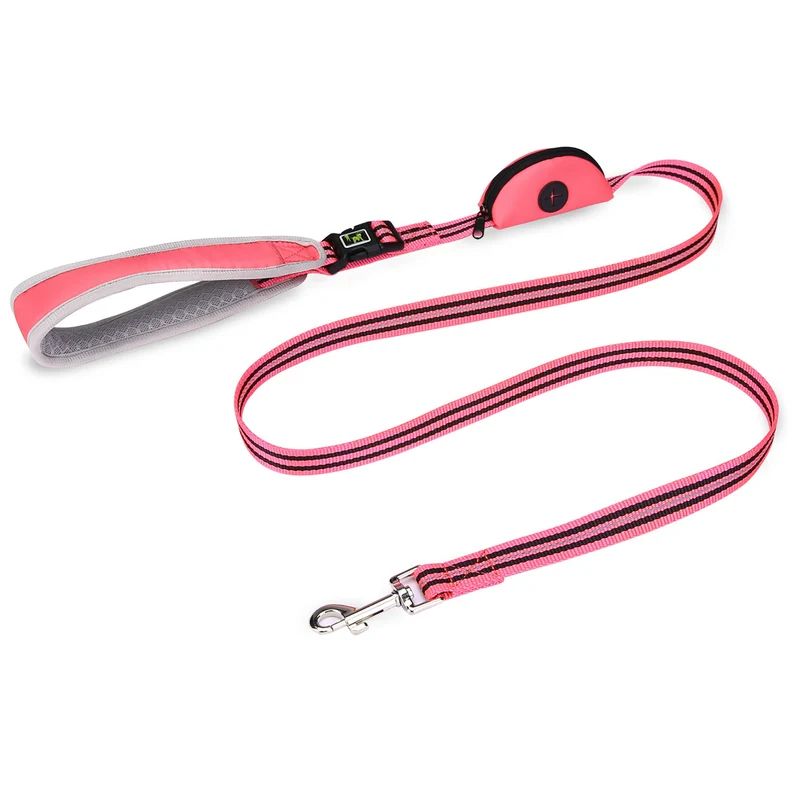 Dog Leash Reflective Nylon Pet Running Tracking Leashes Rope With poop bag Dg089