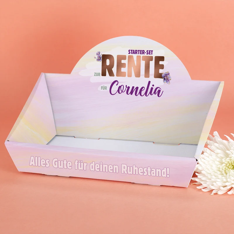 Starter Set zur Rente mit Name personalisiert | Geschenkkorb zum Ruhestand für Kollegen & Familie