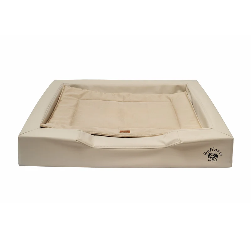 Pfotenruhe Hundebett + Anti-Haar Decke Ella – Beige/Beige