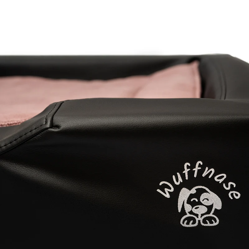 Pfotenruhe Hundebett + Anti-Haar Decke Ella – Schwarz/Rosa