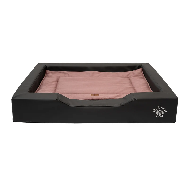 Pfotenruhe Hundebett + Anti-Haar Decke Ella – Anthrazit/Rosa