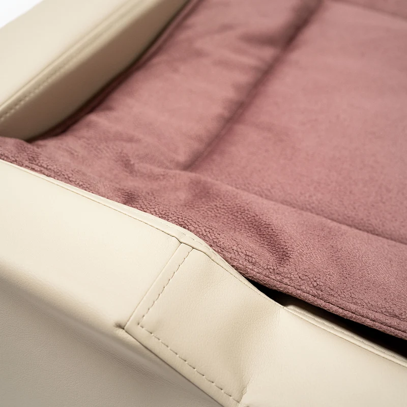 Pfotenruhe Hundebett + Anti-Haar Decke Ella – Beige/Rosa