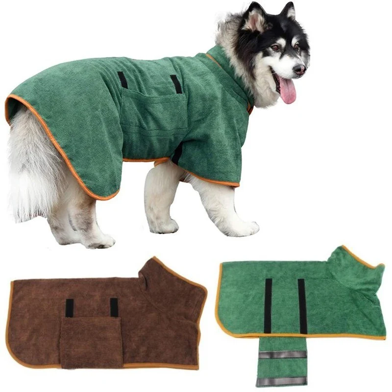 Dog Bathrobe Microfiber Dog Drying Coat Super Absorbent Pet Bath Towel