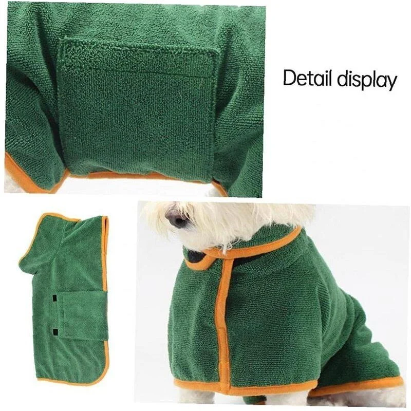 Dog Bathrobe Microfiber Dog Drying Coat Super Absorbent Pet Bath Towel