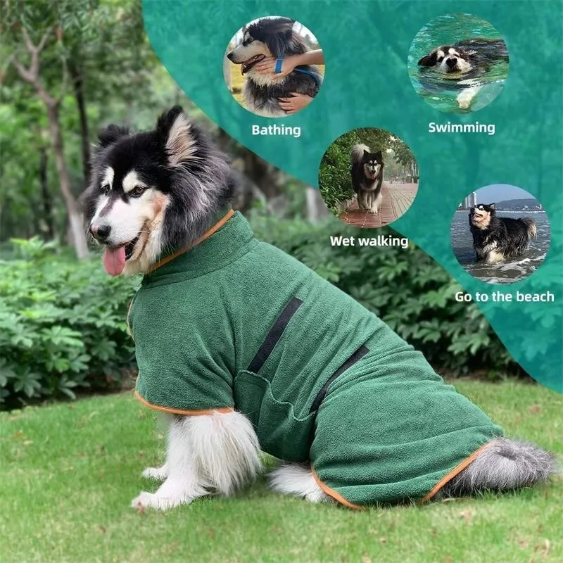 Dog Bathrobe Microfiber Dog Drying Coat Super Absorbent Pet Bath Towel