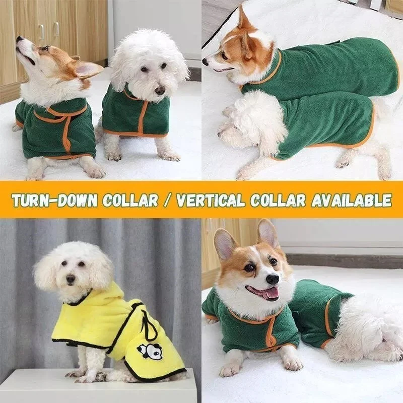 Dog Bathrobe Microfiber Dog Drying Coat Super Absorbent Pet Bath Towel