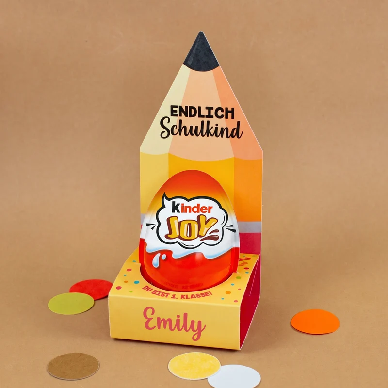 Kinder Joy in Geschenkverpackung personalisiert mit Name | Geschenk zur Einschulung