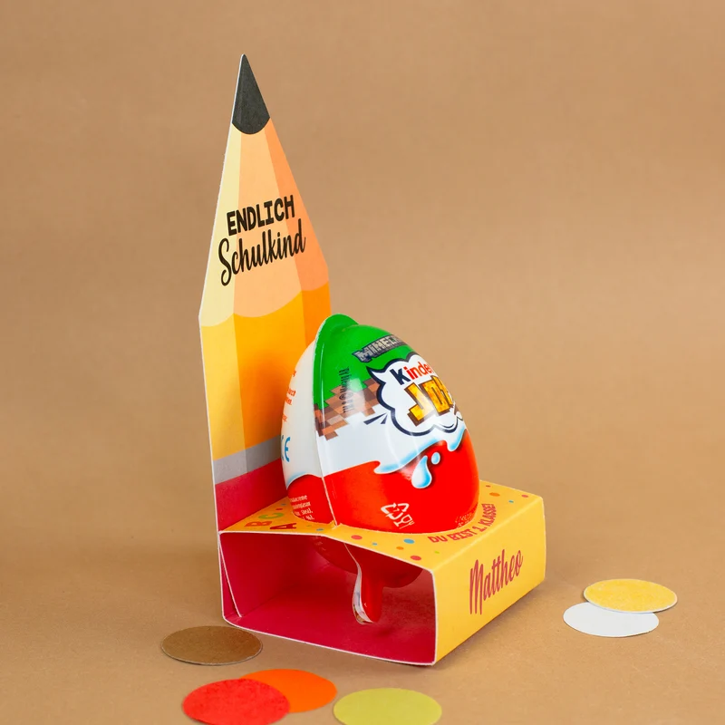 Kinder Joy in Geschenkverpackung personalisiert mit Name | Geschenk zur Einschulung