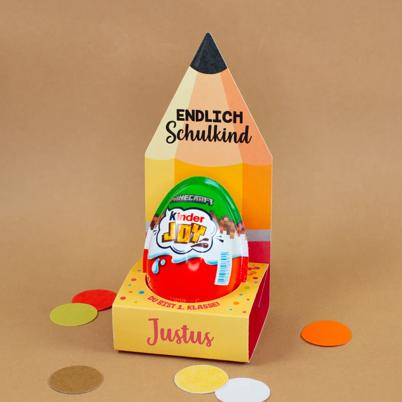 Kinder Joy in Geschenkverpackung personalisiert mit Name | Geschenk zur Einschulung