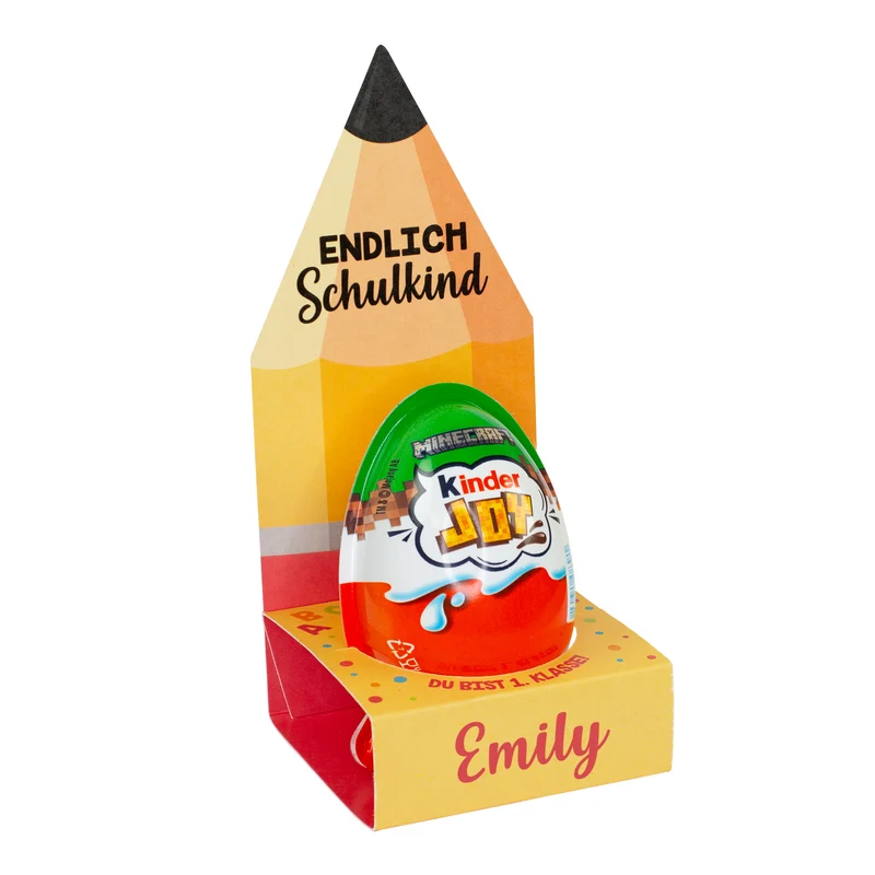 Kinder Joy in Geschenkverpackung personalisiert mit Name | Geschenk zur Einschulung