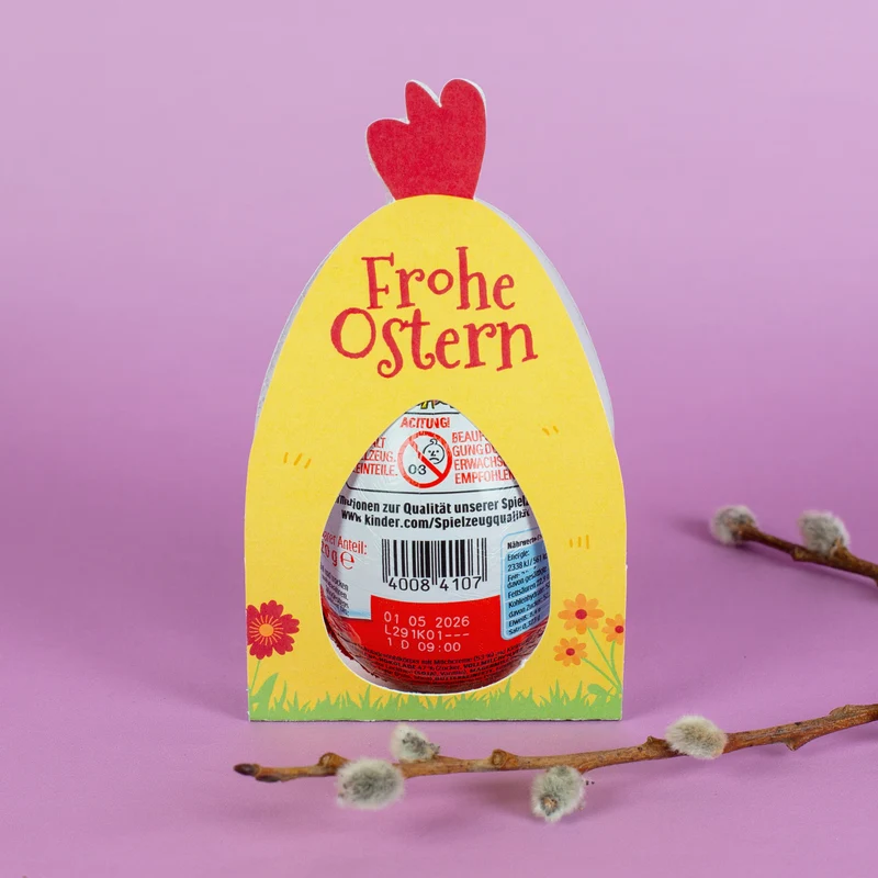 Personalisiertes Überraschungsei mit Name | Schoko-Ei zu Ostern in Hase oder Huhn Verpackung
