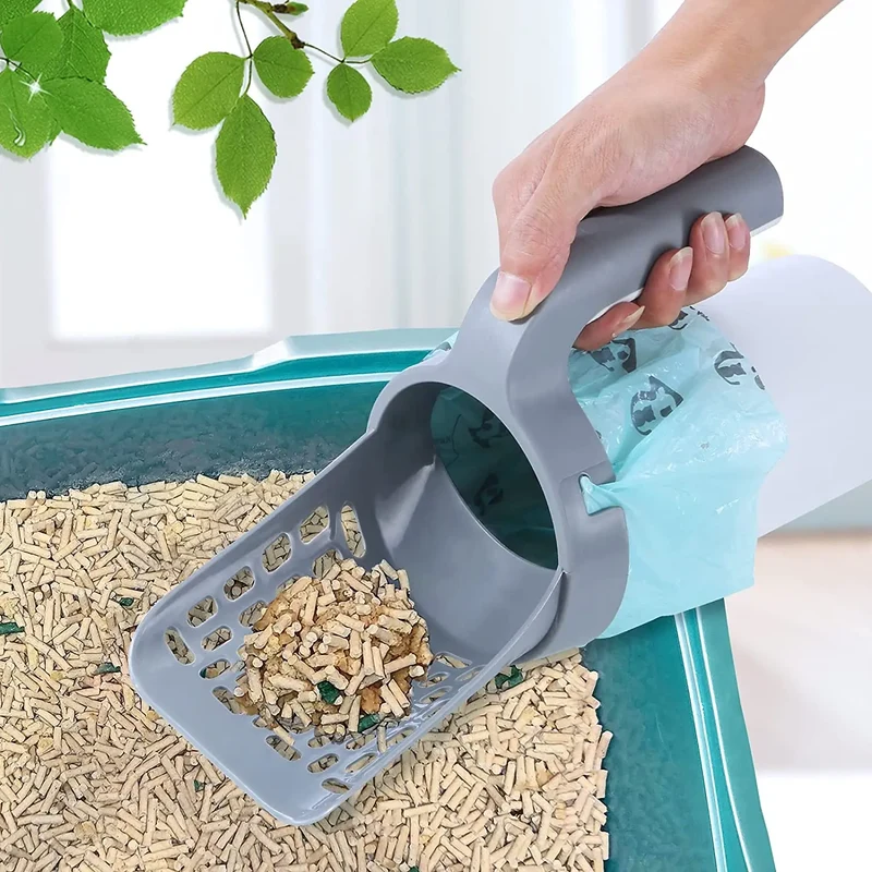 Cat Litter Scooper Large Capacity with Built-in Bag Cat Shovel Pet Cleaning Poop Bag Kitten Cleaning Tool Pet Accessories