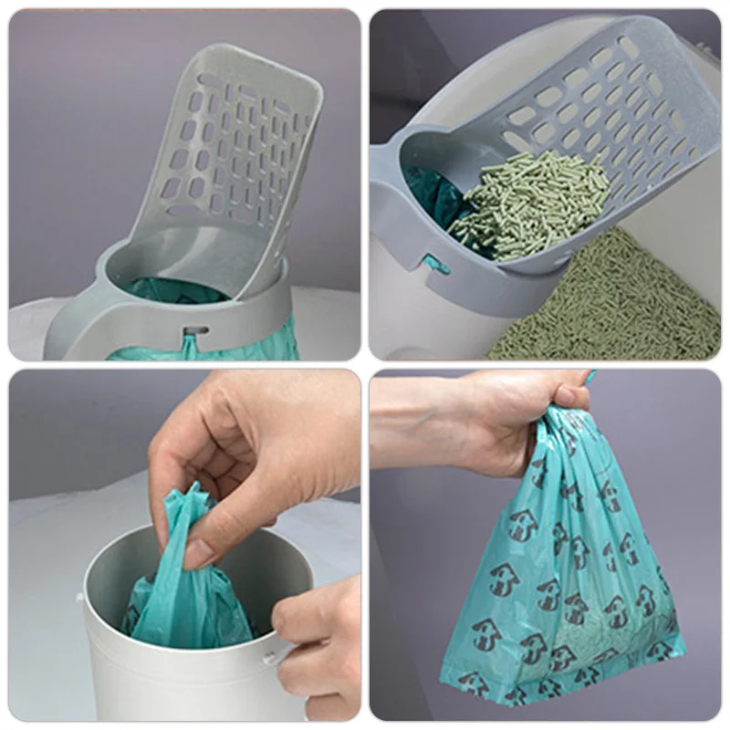 Cat Litter Scooper Large Capacity with Built-in Bag Cat Shovel Pet Cleaning Poop Bag Kitten Cleaning Tool Pet Accessories