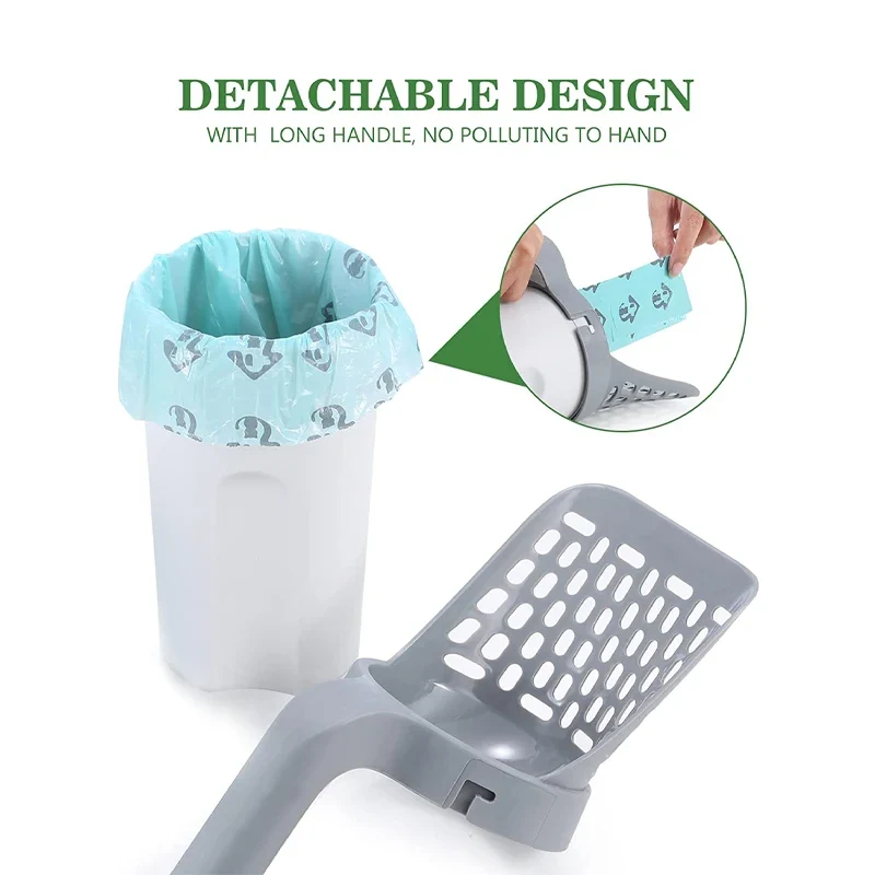 Cat Litter Scooper Large Capacity with Built-in Bag Cat Shovel Pet Cleaning Poop Bag Kitten Cleaning Tool Pet Accessories