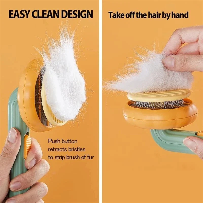 Cat Brush Pumpkin Pet Hair Removes Comb for Dogs Cats Self Cleaning Slicker Puppy Brush Grooming Sheeding Massage Cat Comb