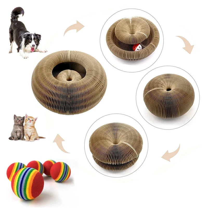 Magic Dog Cat Toys Cats Scratcher Scratch Board Round Corrugated Scratching Post Toys for Cats Grinding Claw Cat Dog Accessories