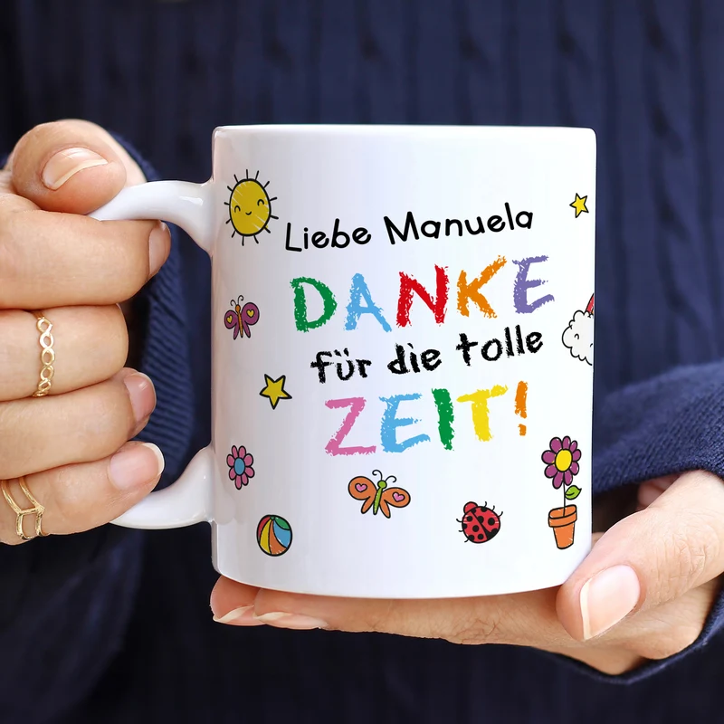 Dankeschön Geschenkset mit Tasse & Shokolade | Personalisiertes Geschenk für Erzieher & Kita Abschied