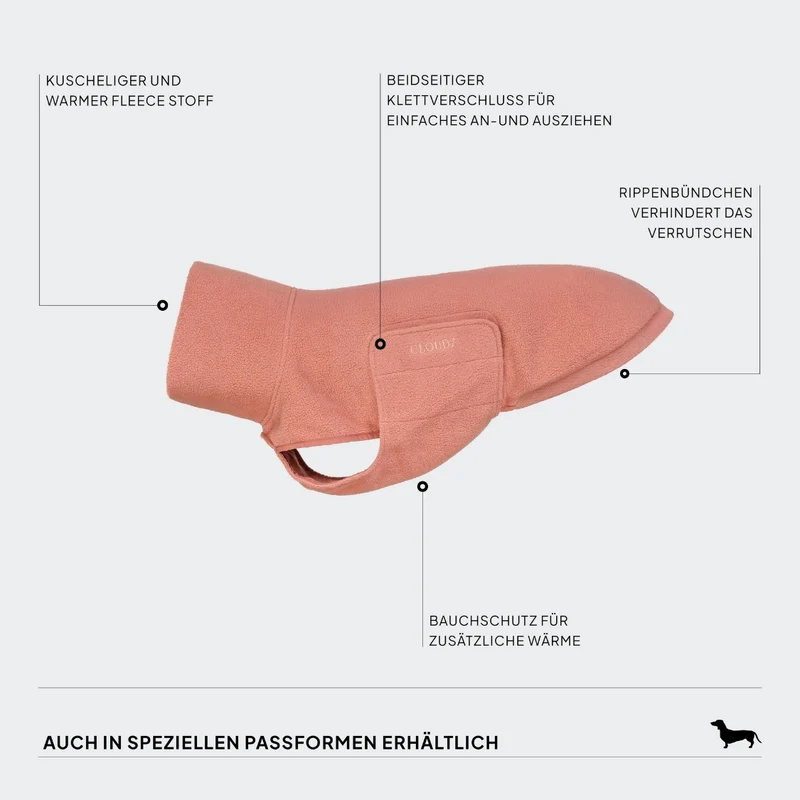 Hundepullover Dackel Fleece Derby 2.0 Faded Rose
