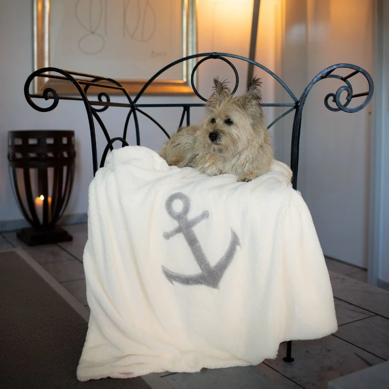 Hundedecke mit Anker creme