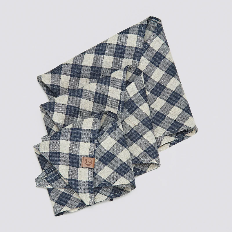 Hundehalstuch Bandana Check Dark Blue - Beige