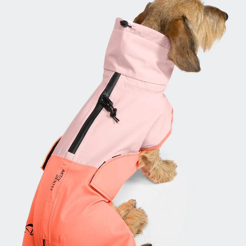 Hunderegenmantel Dackel AKTIV Peach/Neon Pink
