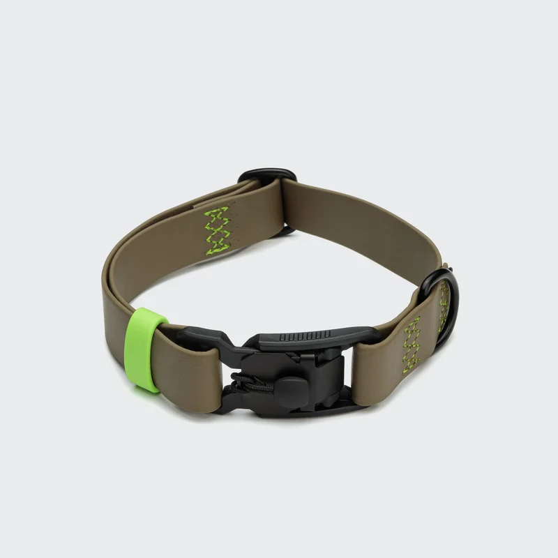 Hundehalsband BioThane Ipanema Olive-Neon Green