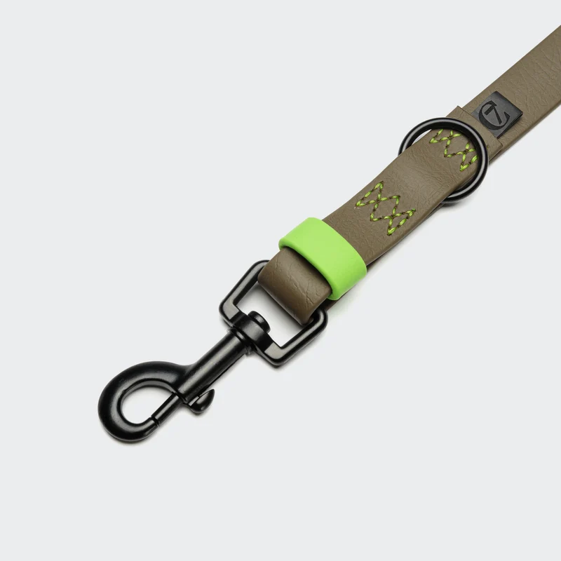 Hundeleine verstellbar BioThane Ipanema Olive-Neon Green