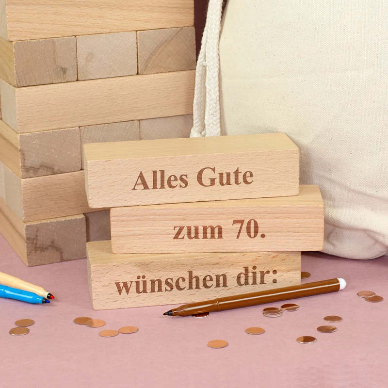 XXL Jenga Wackelturm als personalisiertes Gästebuch zum Geburtstag mit Geschenkesack | Kreatives Geschenk