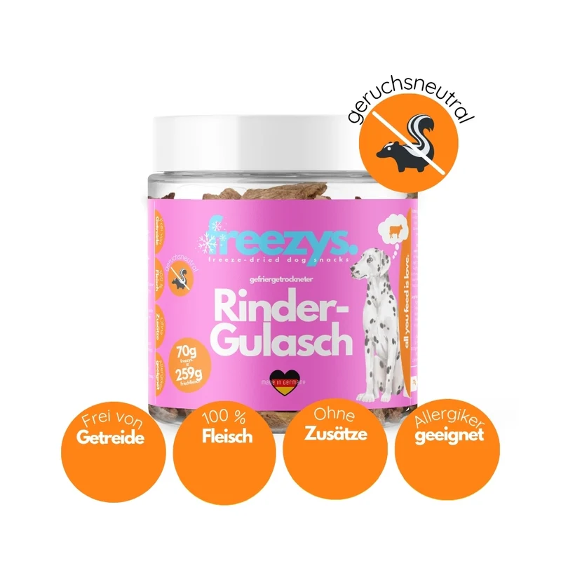 Hundeleckerli Rindergulasch gefriergetrocknet 70g