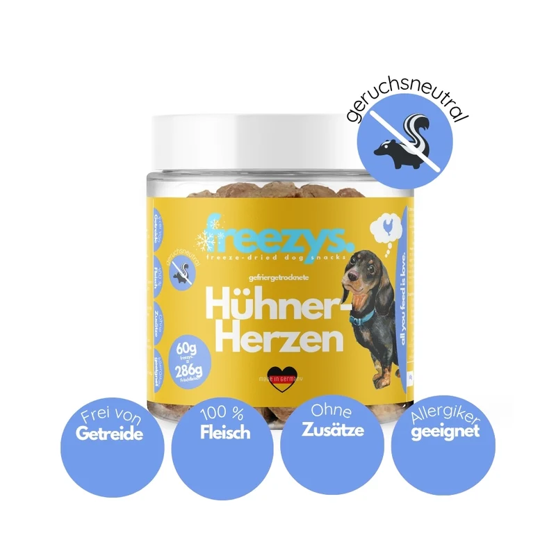 Hundeleckerli Hühnerherzen gefriergetrocknet 60g