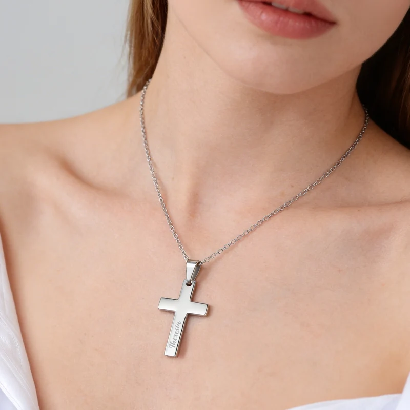 Personalisierte Kreuzkette mit Geschenkbox zur Taufe, Kommunion, Konfirmation oder Firmung | Ichthys