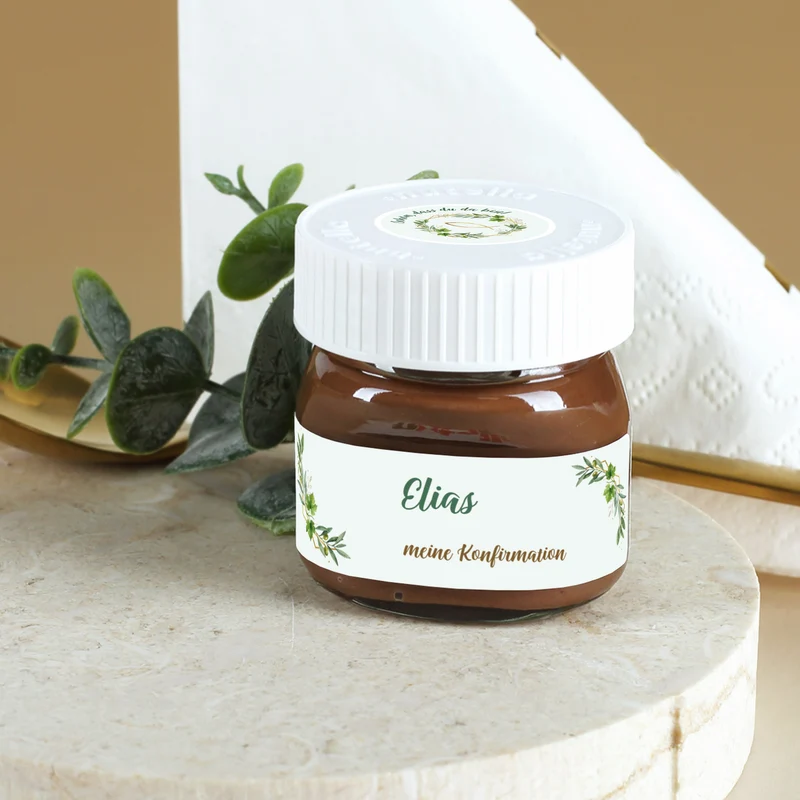 10er Set Nutella als personalisiertes Gastgeschenk zur Taufe, Kommunion & Konfirmation | Ichthys