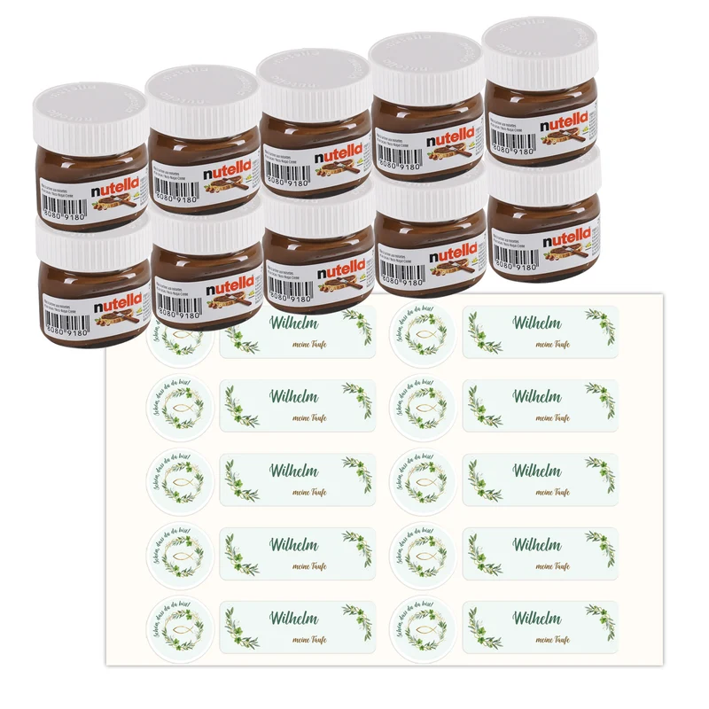 10er Set Nutella als personalisiertes Gastgeschenk zur Taufe, Kommunion & Konfirmation | Ichthys