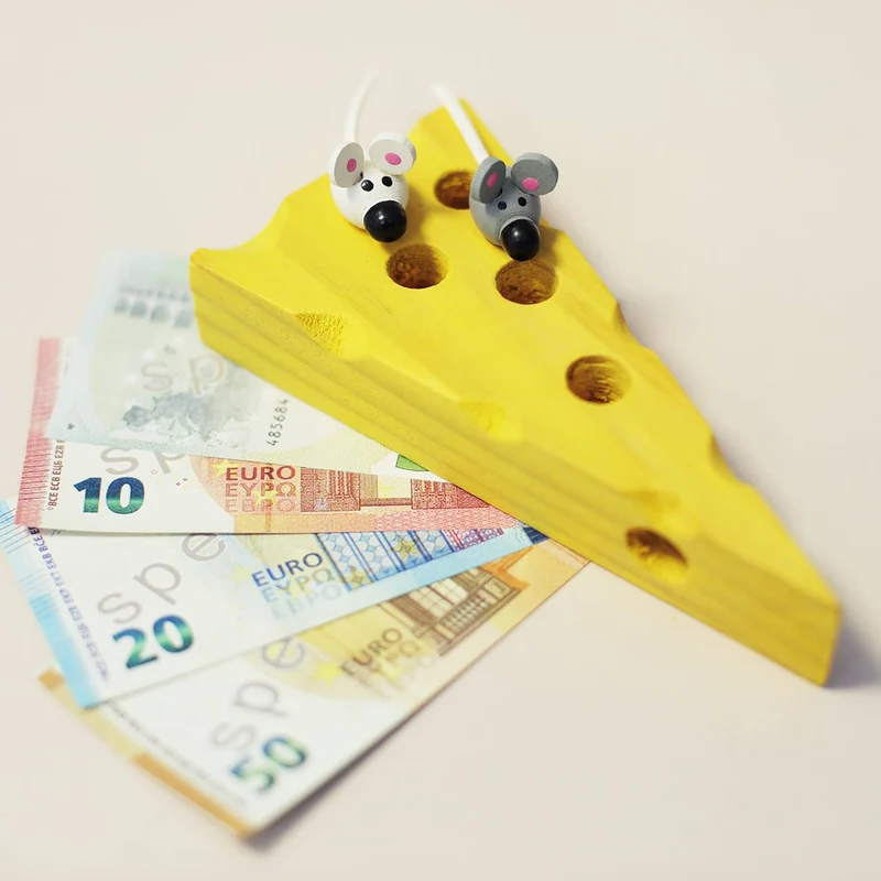 Geldgeschenk Käsestück mit Mäusen