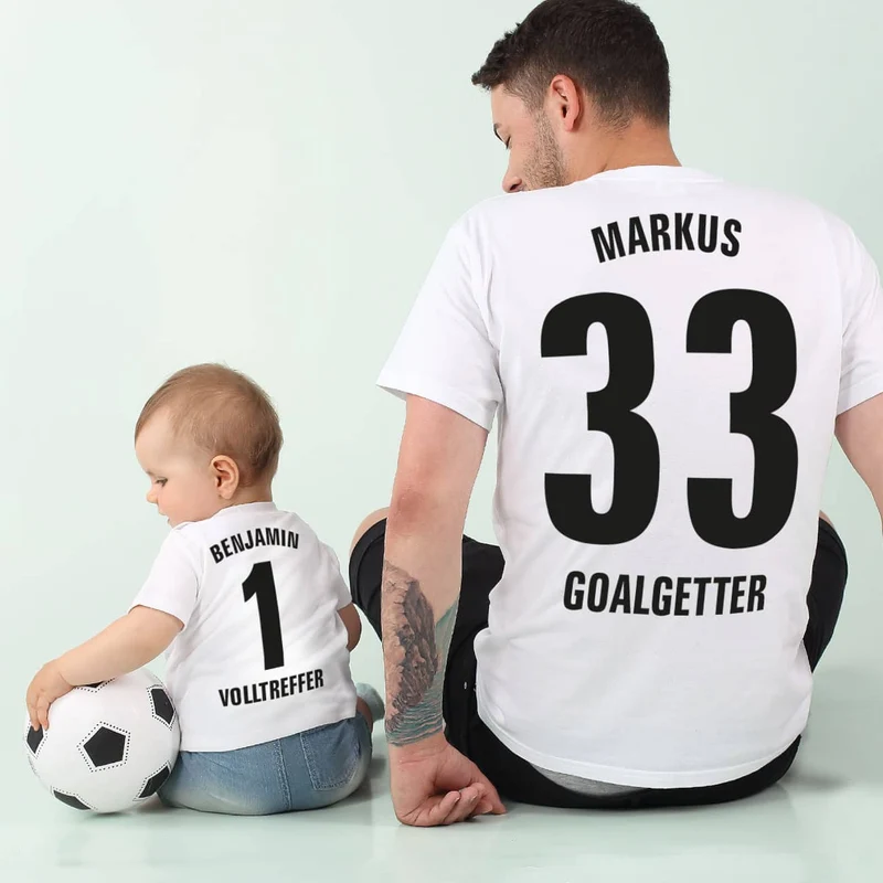 Kleine und Große Fußballhelden T-Shirts im Partnerlook für Vater und Sohn