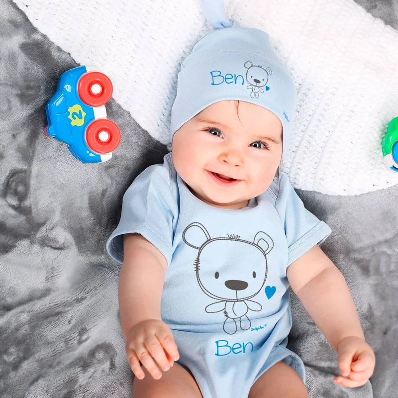Geschenkset für Jungs zur Geburt mit Teddymotiv