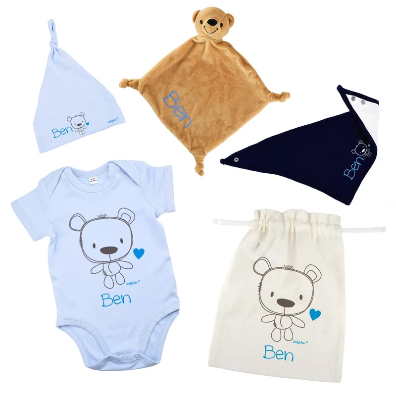 Geschenkset für Jungs zur Geburt mit Teddymotiv
