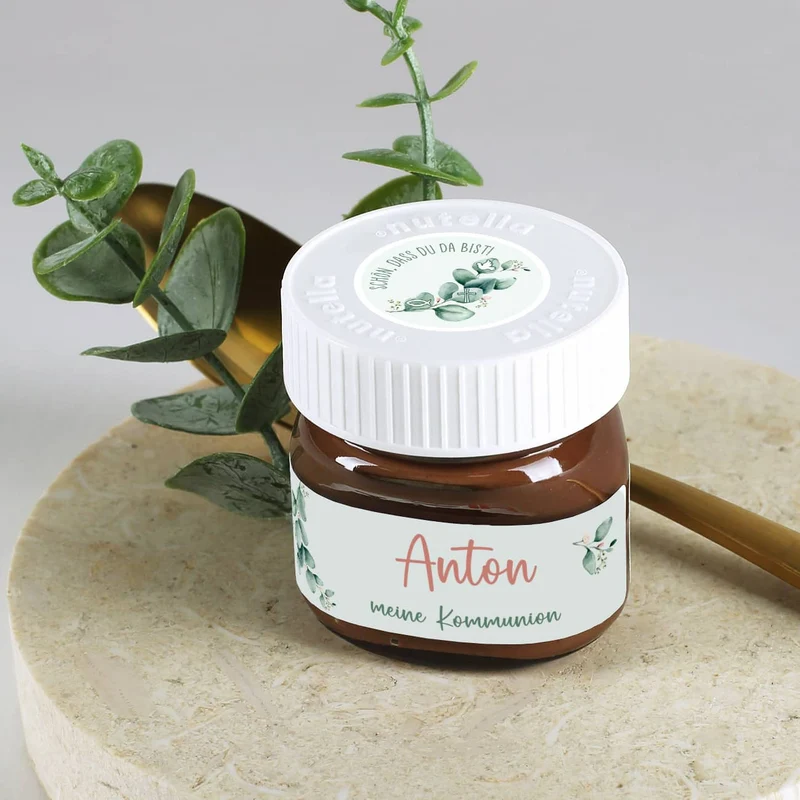 10er Set Nutella Gastgeschenke - Eukalyptus - zur Taufe, Kommunion oder Konfirmation