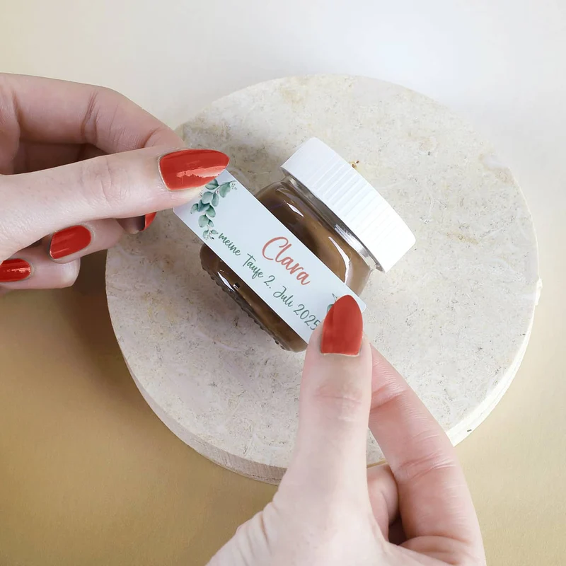 10er Set Nutella Gastgeschenke - Eukalyptus - zur Taufe, Kommunion oder Konfirmation
