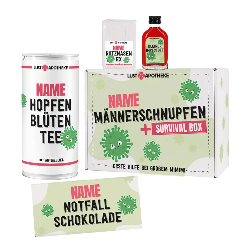 Männerschnupfen Survival Box - Erste Hilfe Set bei großem Mimimi