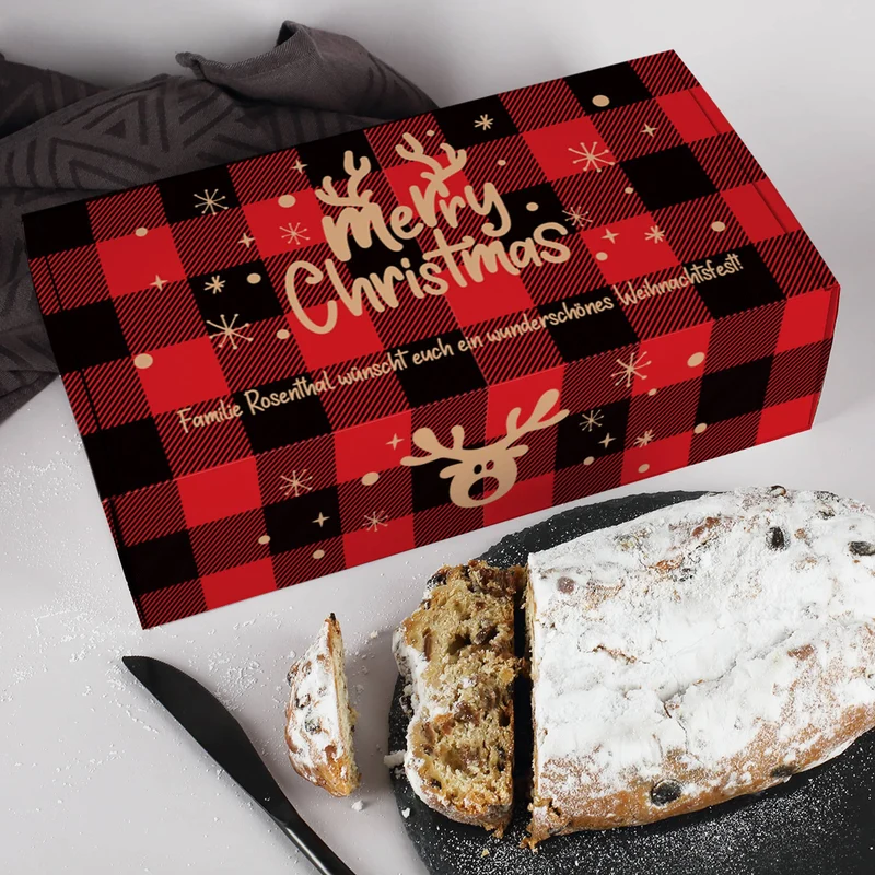 Rosinenstollen nach Thüringer Rezeptur mit personalisierter Geschenkverpackung