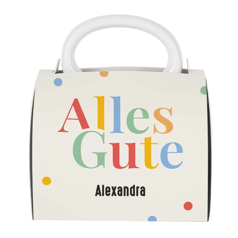 Alles Gute - Tasse mit Name in persönlicher Tassentasche