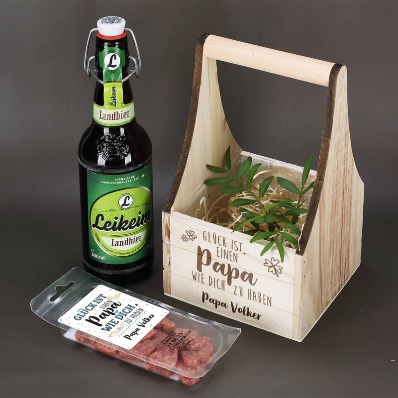 Wurst- und Biergeschenkset zum Vatertag - Glück ist einen Papa wie dich zu haben