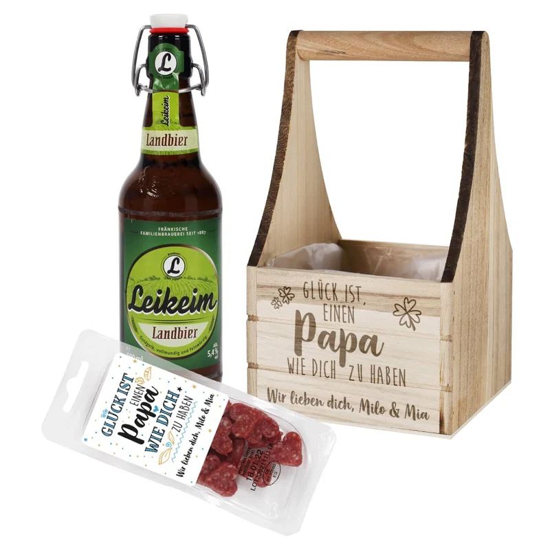 Wurst- und Biergeschenkset zum Vatertag - Glück ist einen Papa wie dich zu haben